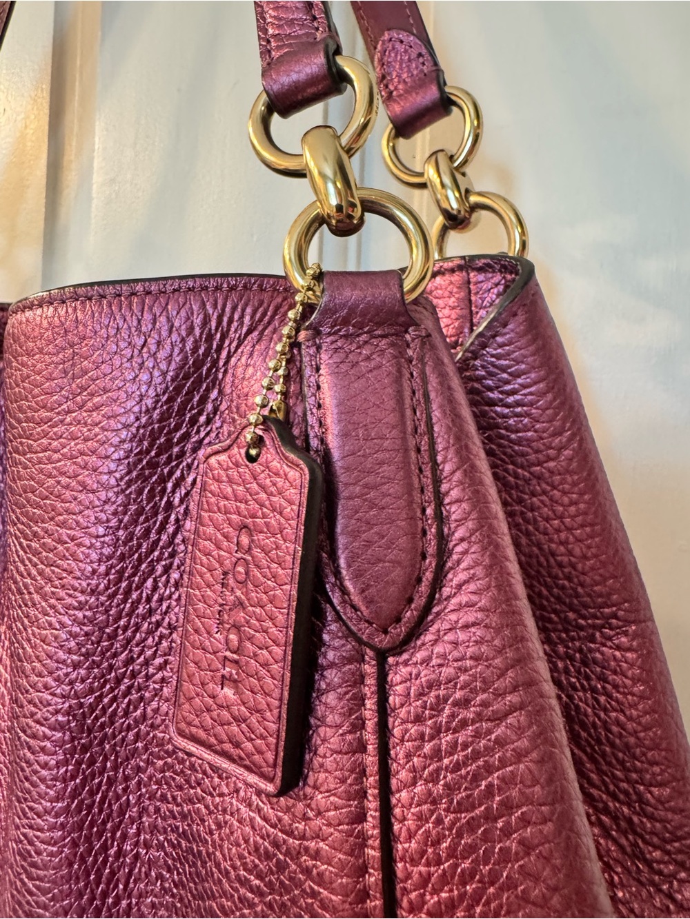Coach style F80271 Hallie Shoulder Bag metallic pebble leather unicorn 🦄 - Picture 2 of 12